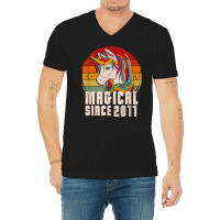 Magical Since 2011 Vintage Unicorn Birthday V-neck Tee | Artistshot