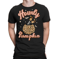 Leopard Howdy Pumpkin Skeleton Cowboy Western Halloween T-shirt | Artistshot