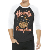 Leopard Howdy Pumpkin Skeleton Cowboy Western Halloween 3/4 Sleeve Shirt | Artistshot