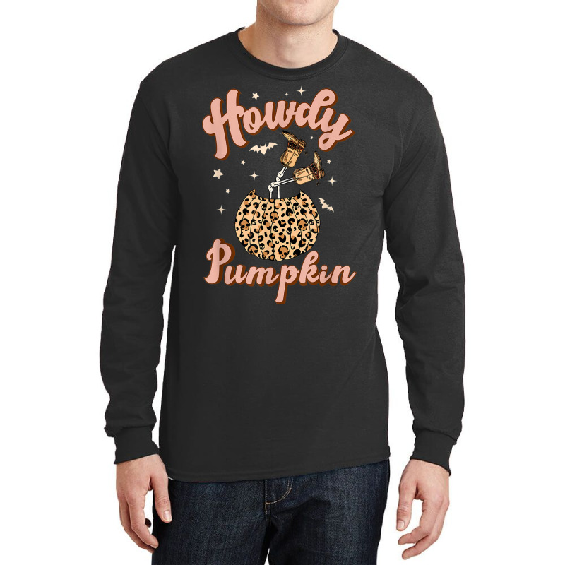 Leopard Howdy Pumpkin Skeleton Cowboy Western Halloween Long Sleeve Shirts | Artistshot