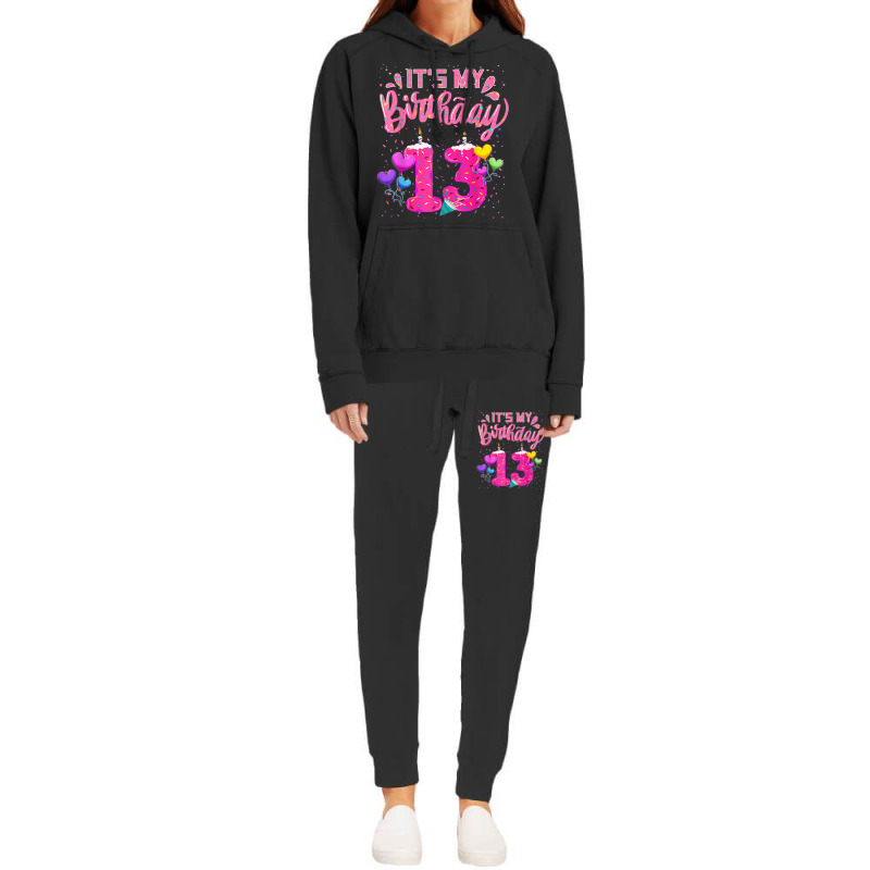 It's My 13th Birthday Doughnut Happy 13 Years Old Girl Kids Hoodie & Jogger Set | Artistshot