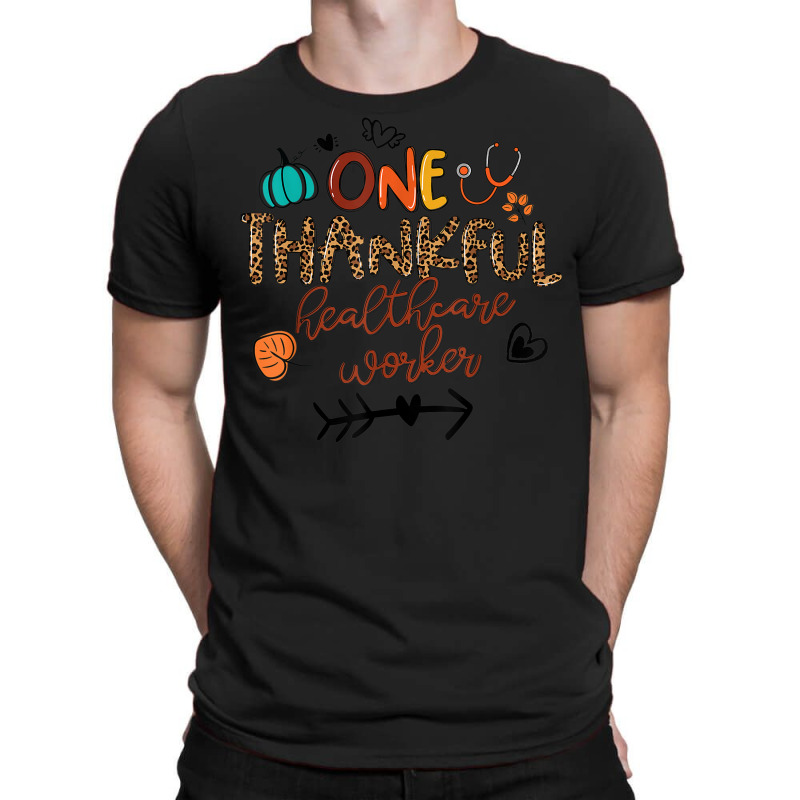 One Thankful Healthcare Worker Leopard Pumpkin Thanksgiving T-shirt | Artistshot