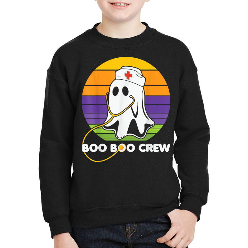 Vintage Boo Boo Crew Funny Nurse Halloween Ghost Costume Youth Sweatshirt by Color | Artistshot