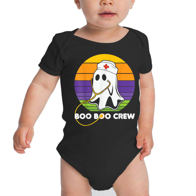 Vintage Boo Boo Crew Funny Nurse Halloween Ghost Costume Baby Bodysuit by Color | Artistshot