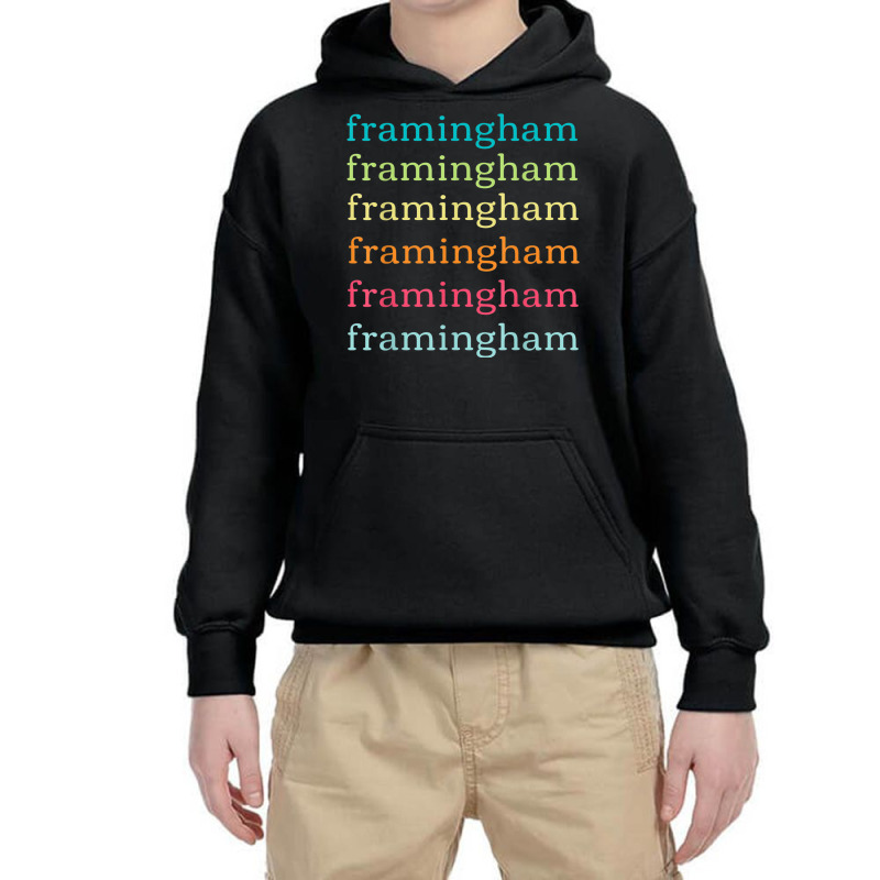 Framingham Massachusetts (ma) Cute And Colorful Text Youth Hoodie by Sombre | Artistshot