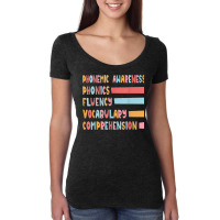 Phonemic Awareness Phonics Fluency Vocabulary Comprehension Women's Triblend Scoop T-shirt | Artistshot