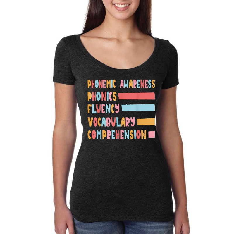 Phonemic Awareness Phonics Fluency Vocabulary Comprehension Women's Triblend Scoop T-shirt by Prismatic | Artistshot