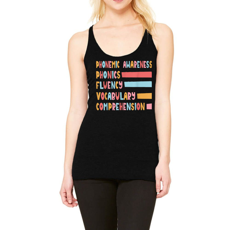 Phonemic Awareness Phonics Fluency Vocabulary Comprehension Racerback Tank by Prismatic | Artistshot