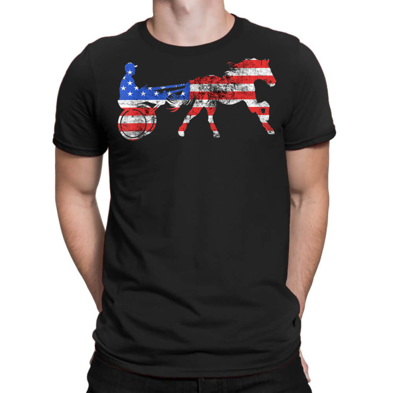 American Race Harness Racing Usa Flag Trotting Horse Racer T-shirt | Artistshot