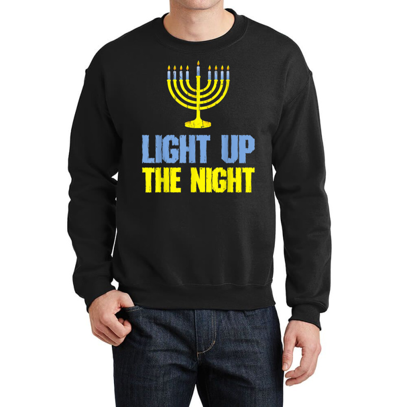 Light Up The Night Christmas Jewish Hanukkah Men Women Crewneck Sweatshirt by Renew | Artistshot