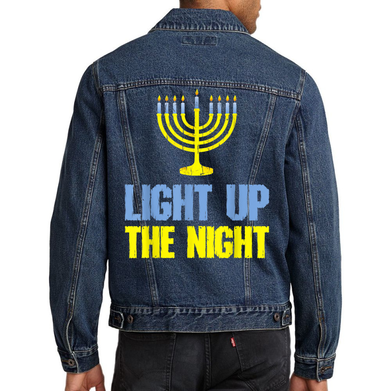 Light Up The Night Christmas Jewish Hanukkah Men Women Men Denim Jacket by Renew | Artistshot