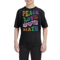 Peace Love Math Retro Stem Teacher Groovy School Youth Tee | Artistshot