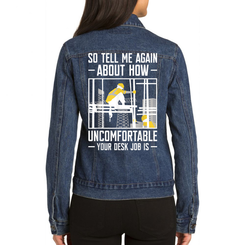 Ironworker Appreciation Ironwork Ironworkers Ladies Denim Jacket by Color | Artistshot