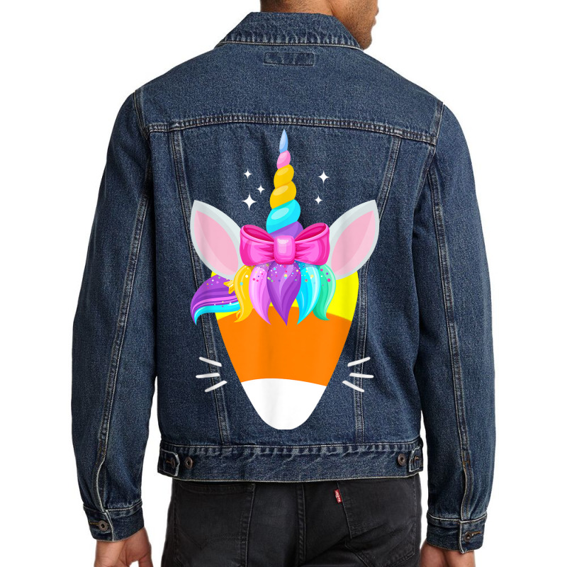 Cute Unicorn Candy Cone Trick Or Treat Halloween Costume Day Men Denim Jacket by Renew | Artistshot