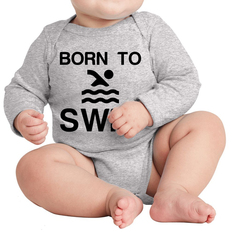 Born To Swim Long Sleeve Baby Bodysuit | Artistshot