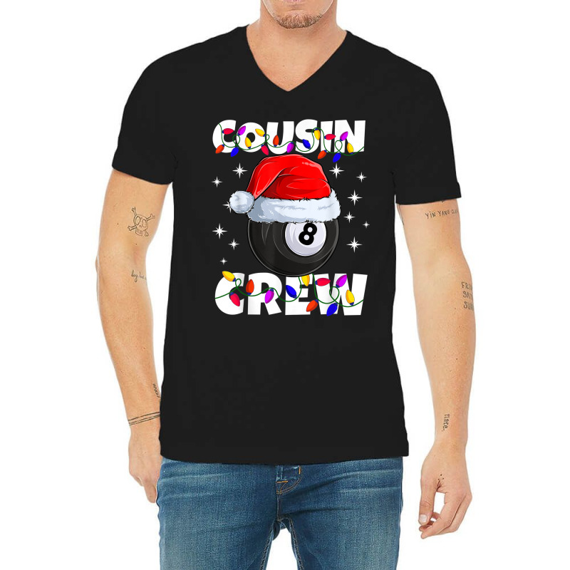 Billiard 8 Ball Play Pool Cousin Crew Christmas Lights V-neck Tee | Artistshot