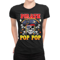 Pirate Pop Pop Skull Crossbones Halloween Costume Family Ladies Fitted T-shirt | Artistshot