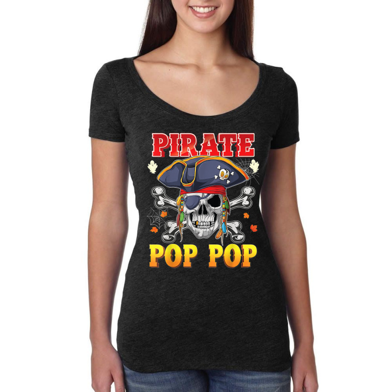 Pirate Pop Pop Skull Crossbones Halloween Costume Family Women's Triblend Scoop T-shirt by Posh | Artistshot