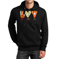 Peace Love Pie Food Fall Turkey Hand Sign Thanksgiving Party Unisex Hoodie | Artistshot