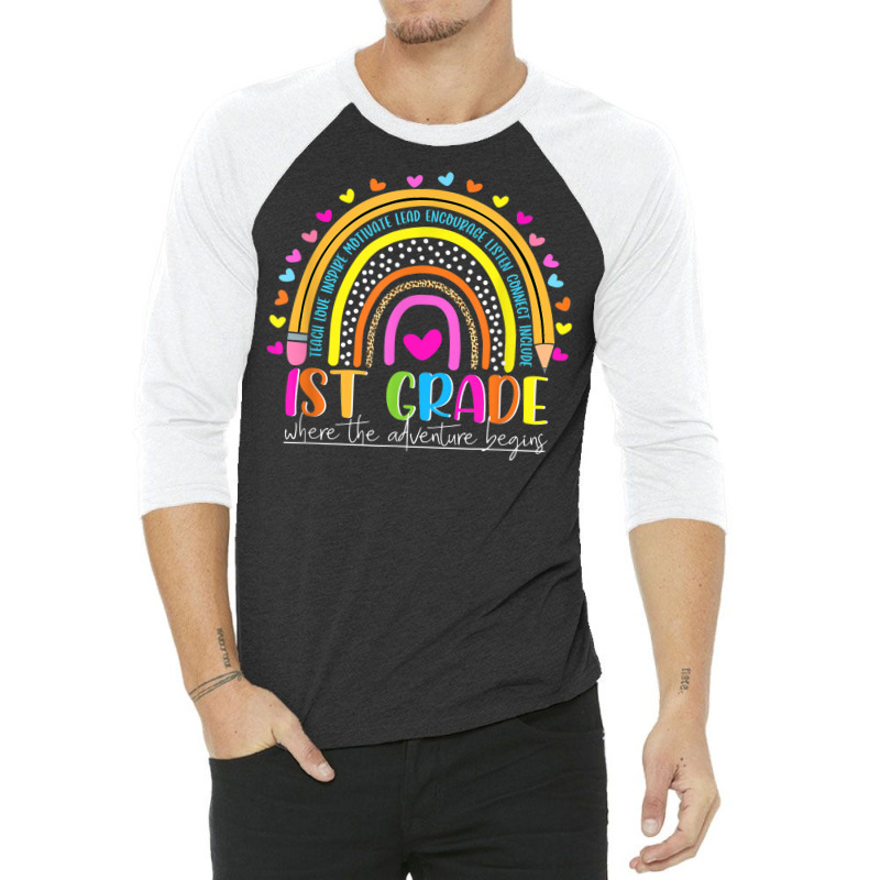 Leopard Rainbow First 1st Grade Where The Adventure Begins 3/4 Sleeve Shirt | Artistshot