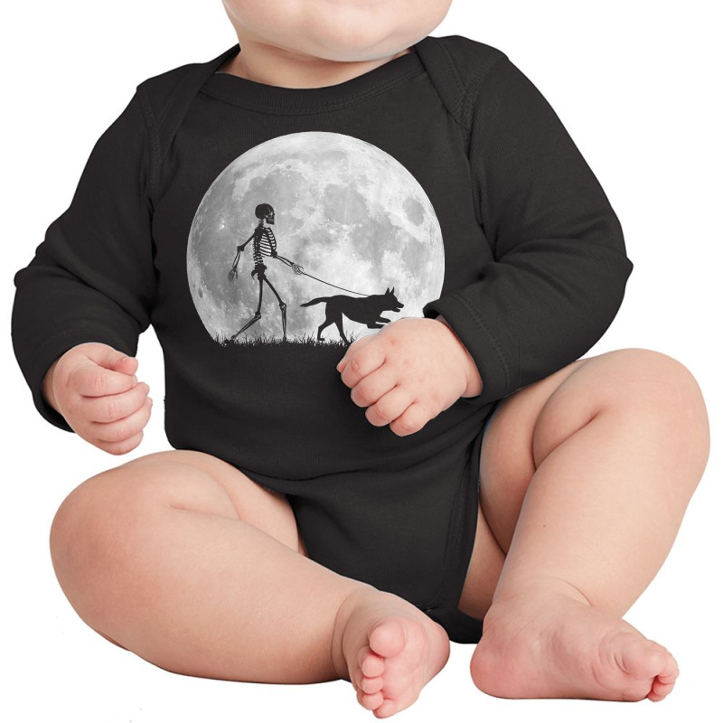 Belgian Malinoi Halloween Skeleton Funny Dog Youth Gift T Shirt Long Sleeve Baby Bodysuit by cm-arts | Artistshot