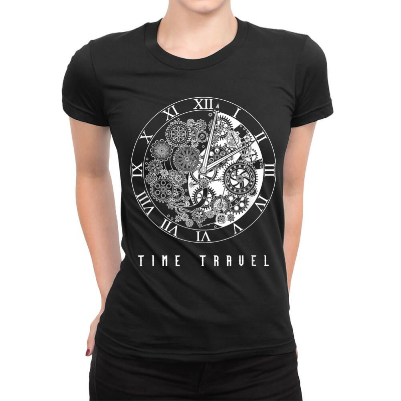 Time Travel Traveler Watch Vintage Clock Steampunk Gift Ladies Fitted T-Shirt by EmilyPoole | Artistshot