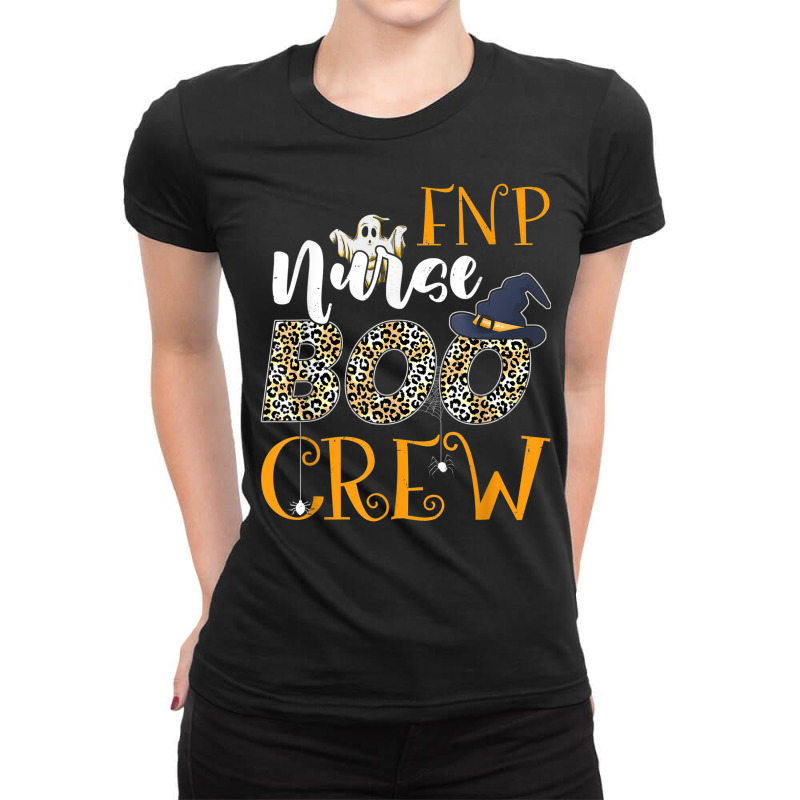 Fnp Nurse Boo Crew Spooky Halloween Boo Ghost Costume Ladies Fitted T-Shirt by Complete | Artistshot