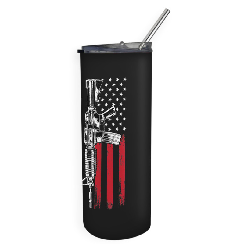 Ar-15 American Flag, Ar15 Rifle Sling Gift Gun Owner Back Skinny Tumbler by rayhenault | Artistshot