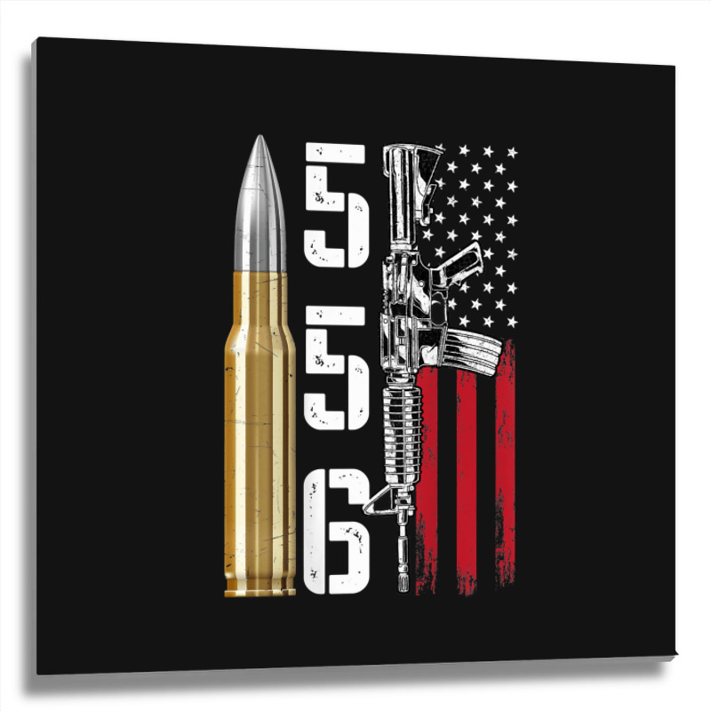 Ar-15 American Flag, Ar15 Rifle Sling Gift Gun Owner Back Metal Print Square by rayhenault | Artistshot