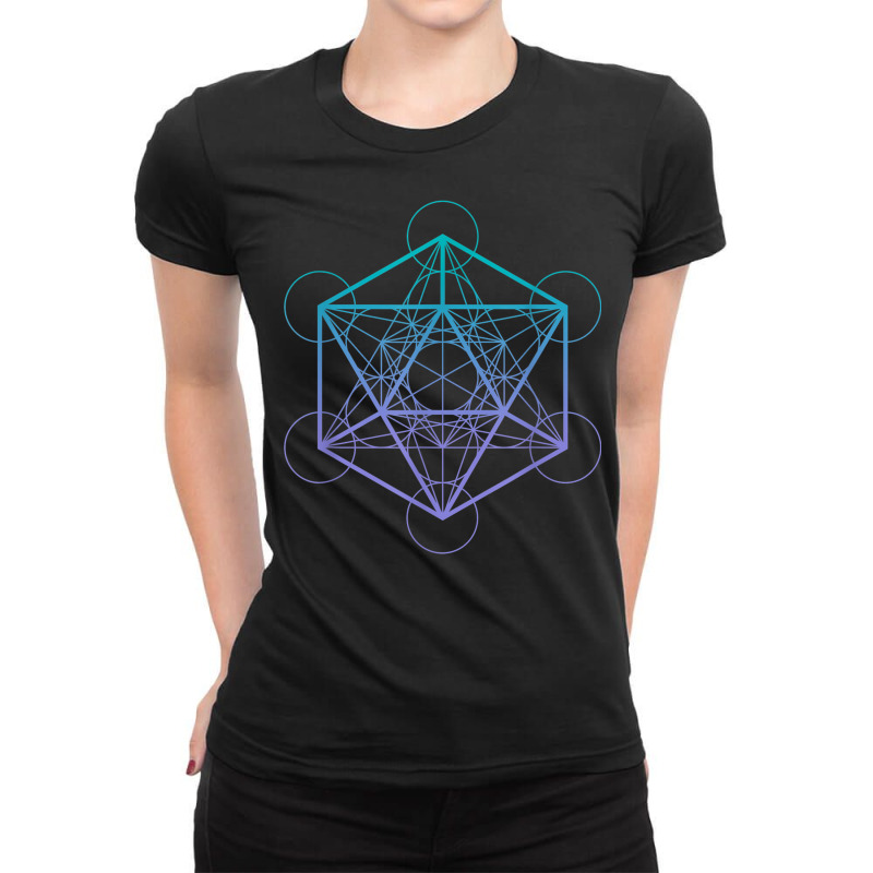 Icosahedron Platonic Solid Sacred Geometry Ladies Fitted T-Shirt by Queens | Artistshot