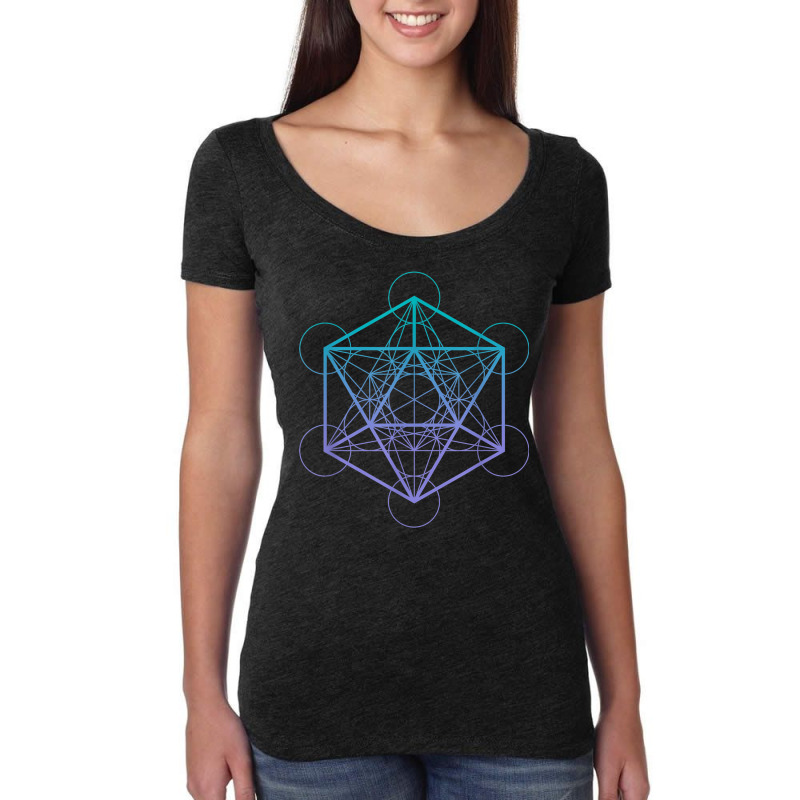 Icosahedron Platonic Solid Sacred Geometry Women's Triblend Scoop T-shirt by Queens | Artistshot