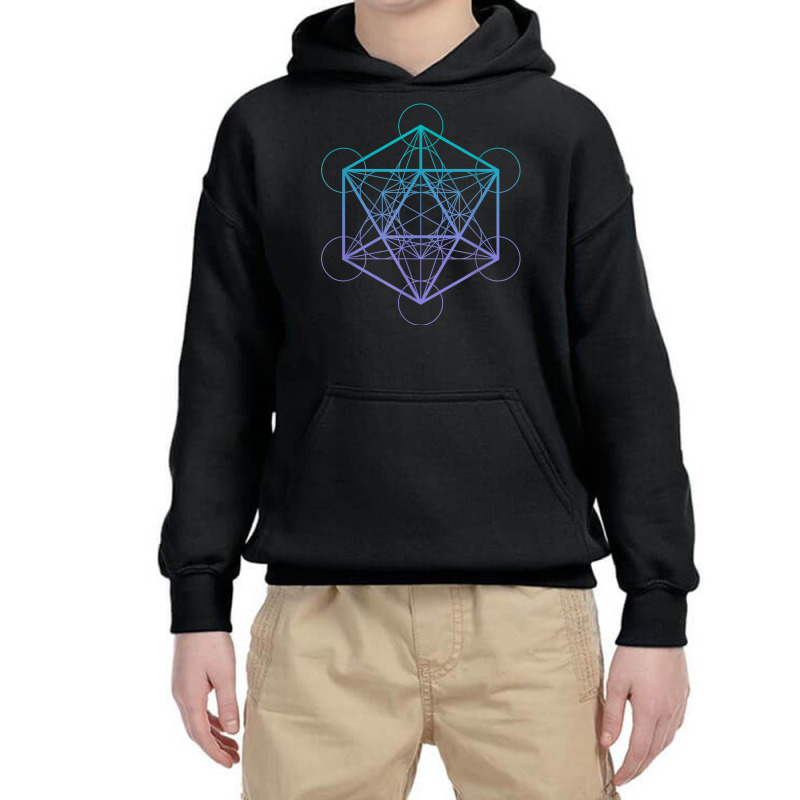 Icosahedron Platonic Solid Sacred Geometry Youth Hoodie by Queens | Artistshot