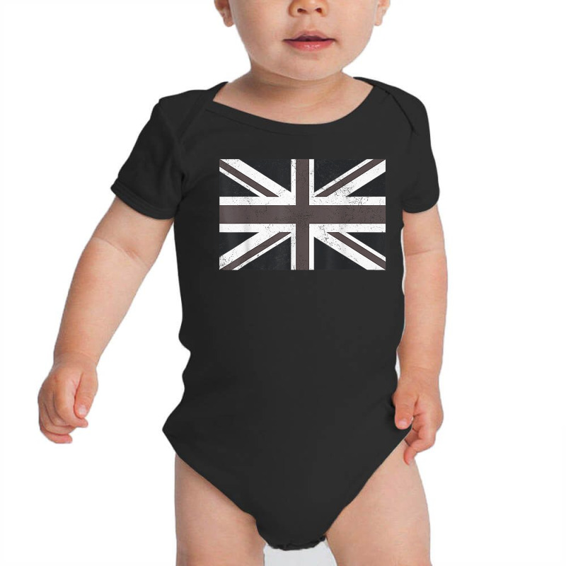 Distressed Black And White British Flag Great Britain Flag T Shirt Baby Bodysuit | Artistshot