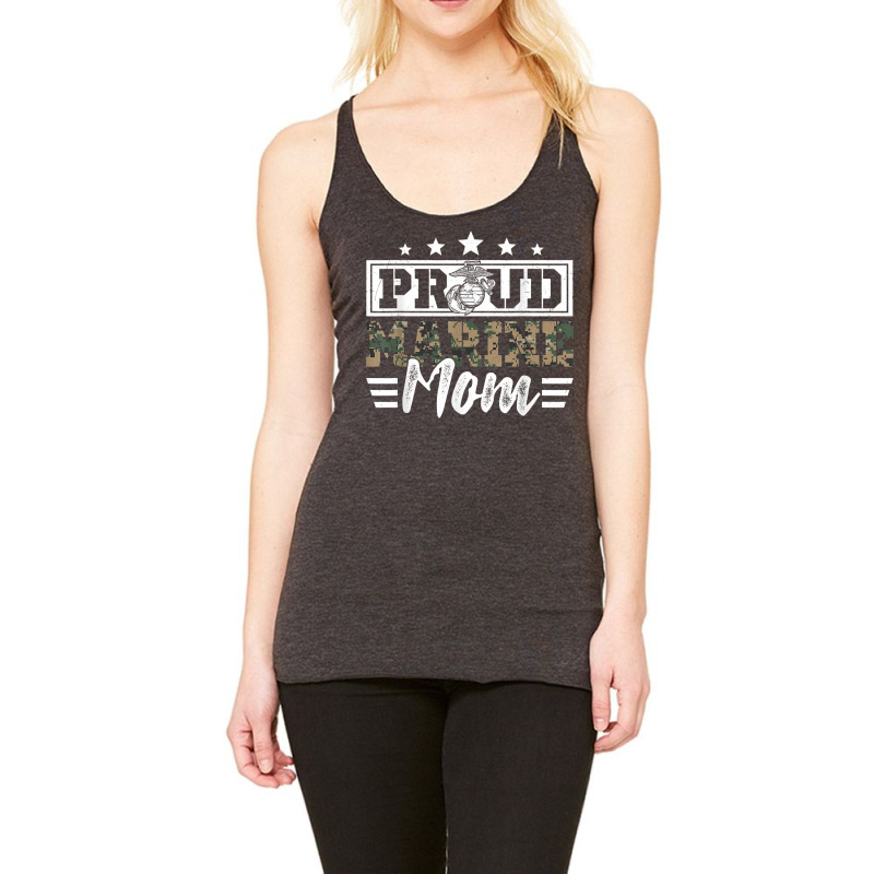 Proud Marine Military Veteran Mom Mama Mommy Mother's Day T Shirt Racerback Tank by cm-arts | Artistshot