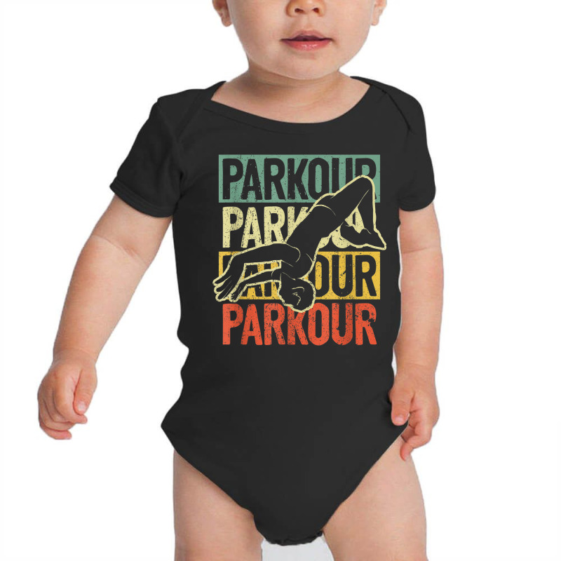 Retro Parkour Back Flip Athletic Sport Traceur Free Running Baby Bodysuit by Renew | Artistshot