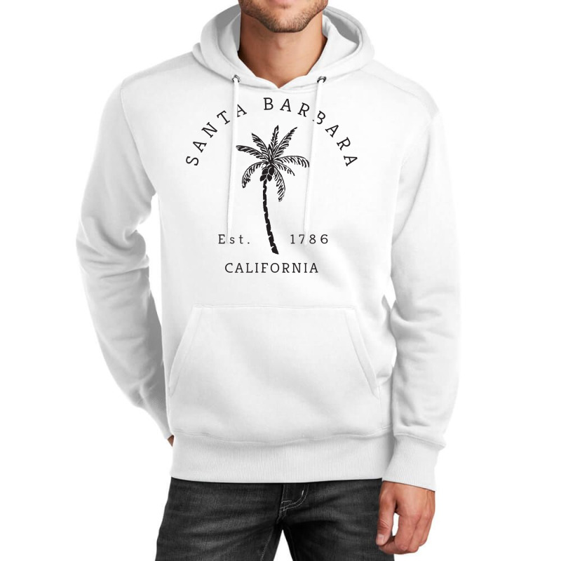 Retro Cool Santa Barbara California Palm Tree Novelty Unisex Hoodie by TeriAndrea | Artistshot