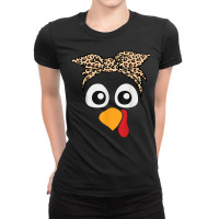 Turkey Face Leopard Headband Womens Thanksgiving Pilgrim T Shirt Ladies Fitted T-shirt | Artistshot