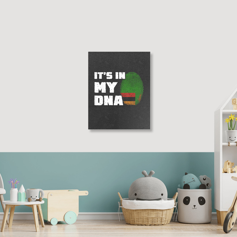 It's In My Dna Zambia Flag Fingerprint Men Women Portrait Canvas Print by Outpost | Artistshot