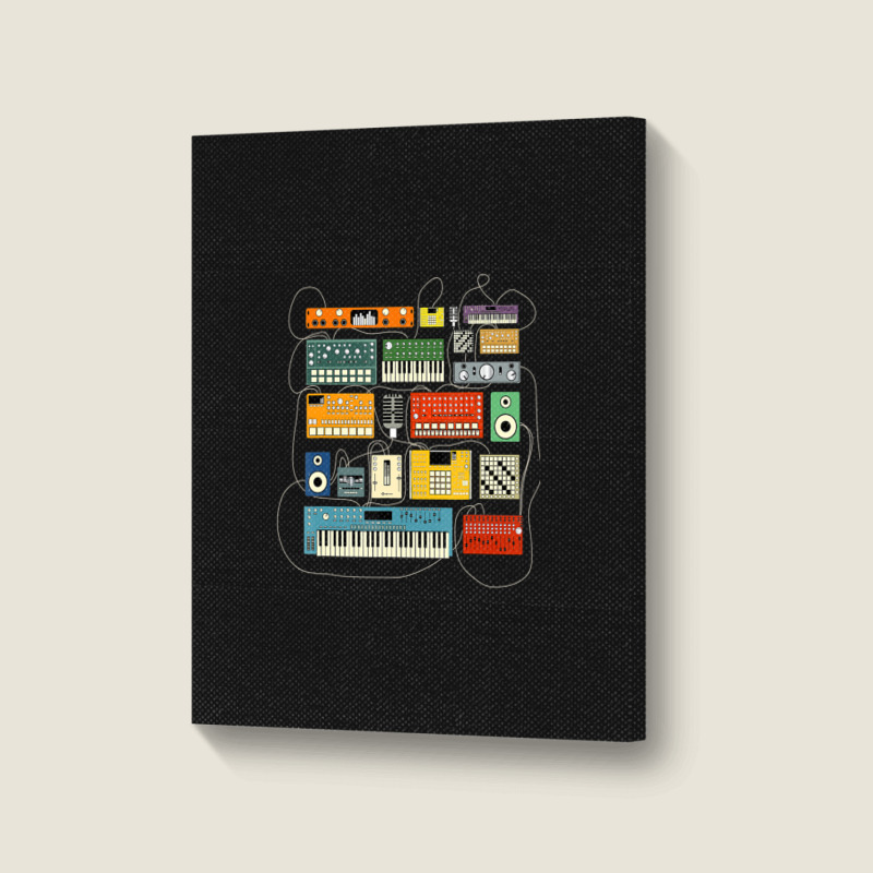 Synthesizer And Drum Machine For Electronic Musician Portrait Canvas Print | Artistshot