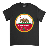 I Love San Diego California Ca Flag And Bear Badge Classic T-shirt | Artistshot