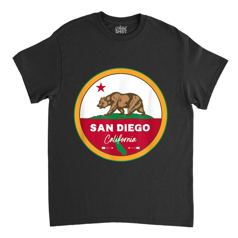 I Love San Diego California Ca Flag And Bear Badge Classic T-shirt by JamesPlyler | Artistshot