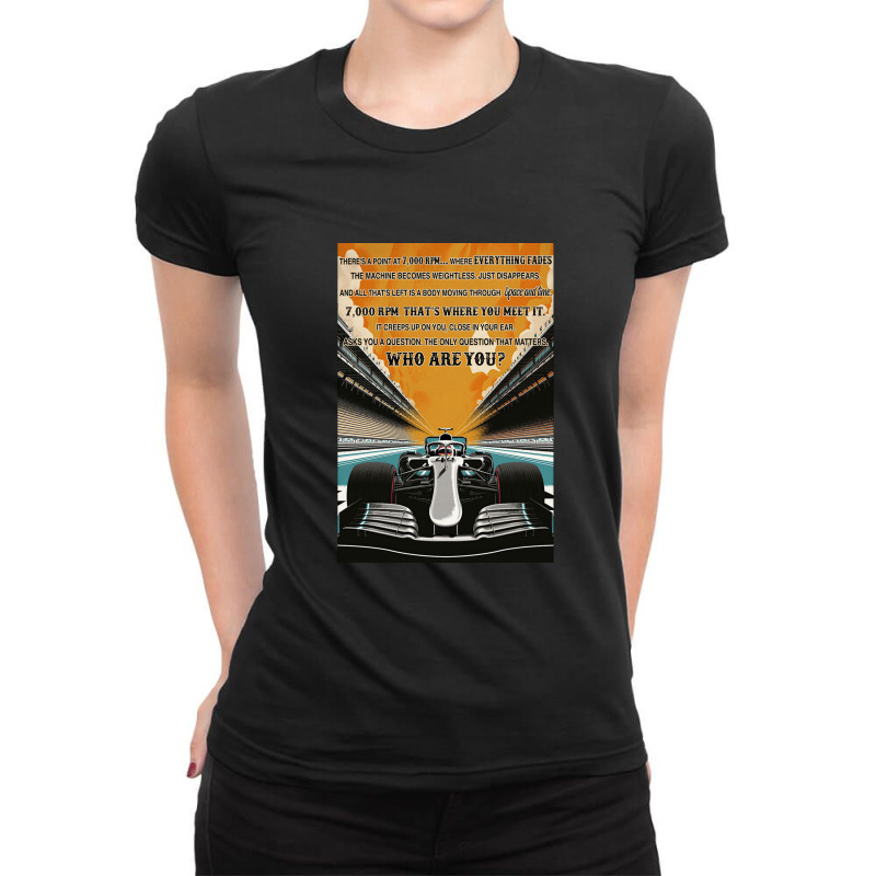 Car Racing There's A Point At 7000 Rpm Orange Poster Ladies Fitted T-Shirt by MarshaleenAnnetteHammer | Artistshot