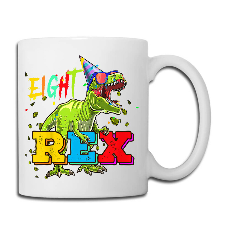 Kids Eight Rex 8th Birthday Gifts Eighth Dinosaur 8 Year Old Boy Coffee Mug | Artistshot