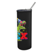 Kids Eight Rex 8th Birthday Gifts Eighth Dinosaur 8 Year Old Boy Skinny Tumbler | Artistshot