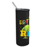 Kids Eight Rex 8th Birthday Gifts Eighth Dinosaur 8 Year Old Boy Skinny Tumbler | Artistshot