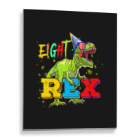 Kids Eight Rex 8th Birthday Gifts Eighth Dinosaur 8 Year Old Boy Metal Print Vertical | Artistshot