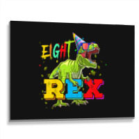 Kids Eight Rex 8th Birthday Gifts Eighth Dinosaur 8 Year Old Boy Metal Print Horizontal | Artistshot