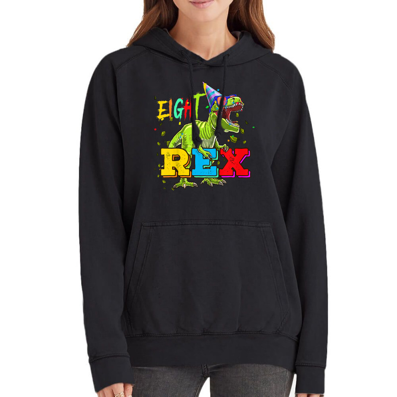 Kids Eight Rex 8th Birthday Gifts Eighth Dinosaur 8 Year Old Boy Vintage Hoodie | Artistshot