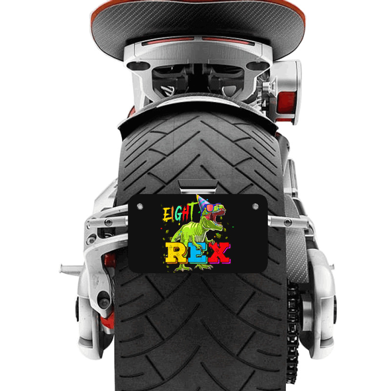 Kids Eight Rex 8th Birthday Gifts Eighth Dinosaur 8 Year Old Boy Motorcycle License Plate | Artistshot