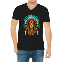 Native American Woman Indian Warrior V-neck Tee | Artistshot